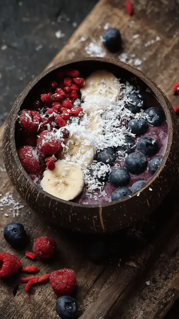 acai bowl with coconut flakes