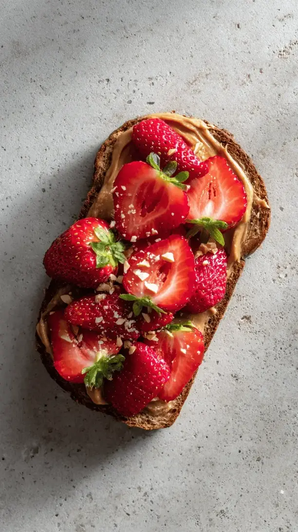 almond butter toast with strawberries