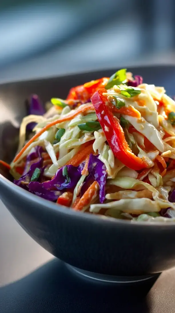 asian crunch salad with peanut dressing