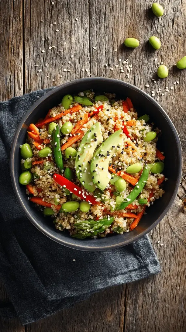 asian quinoa and vegetable bowl