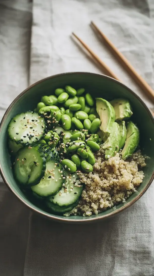 avocado edamame grain bowl