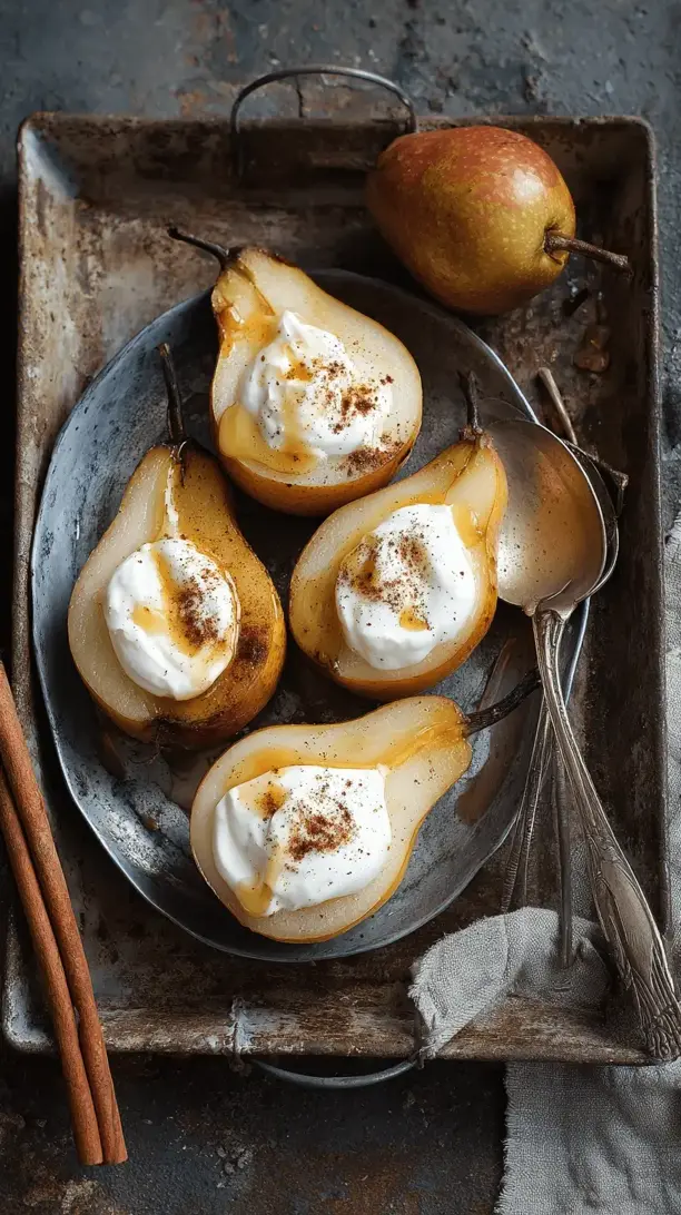 baked cinnamon pears with yogurt