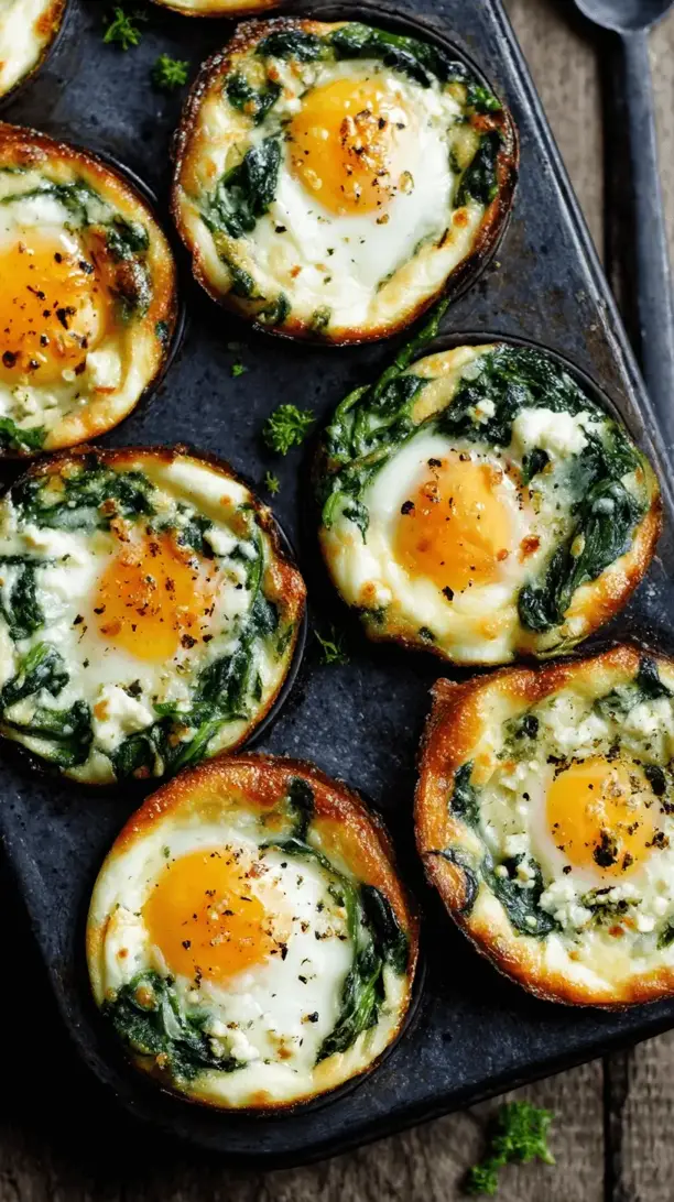 baked egg cups with spinach