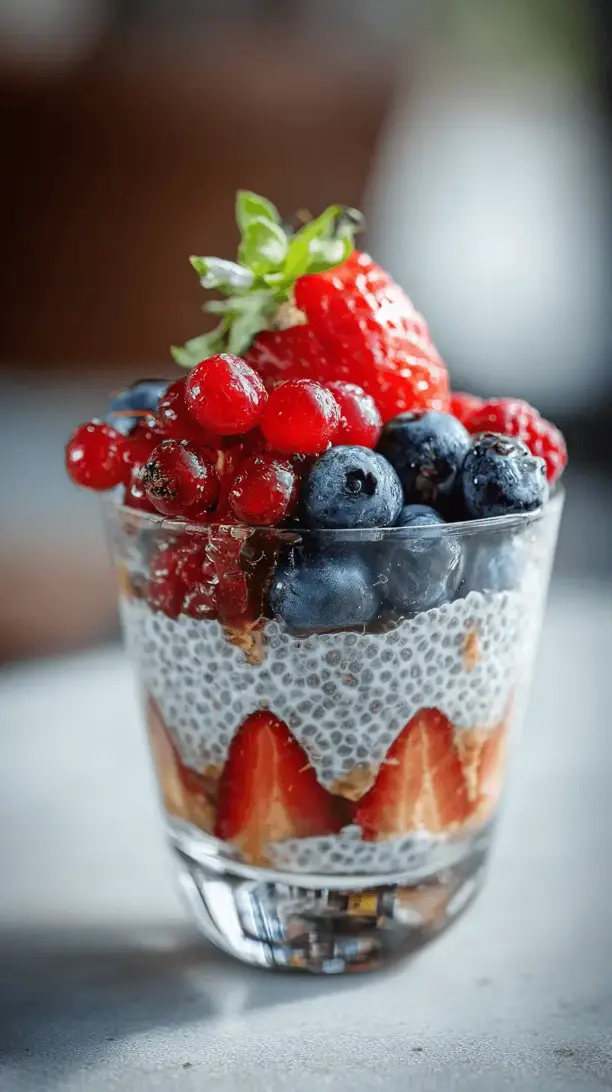 berry chia pudding parfait