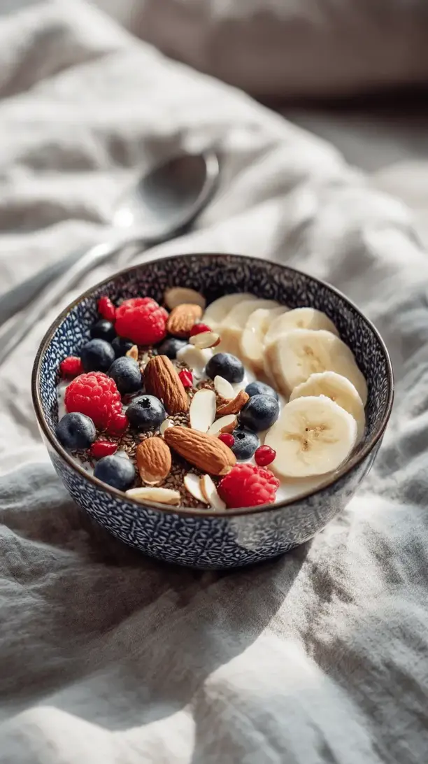 breakfast bowl with flax seeds