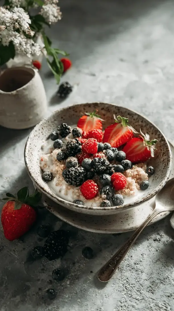 breakfast bowl with quinoa and berries