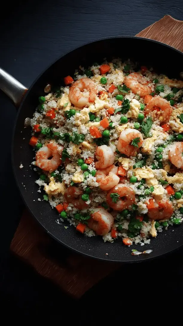 cauliflower fried rice with shrimp