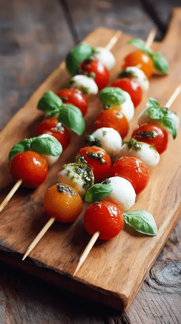 cherry tomato and mozzarella skewers