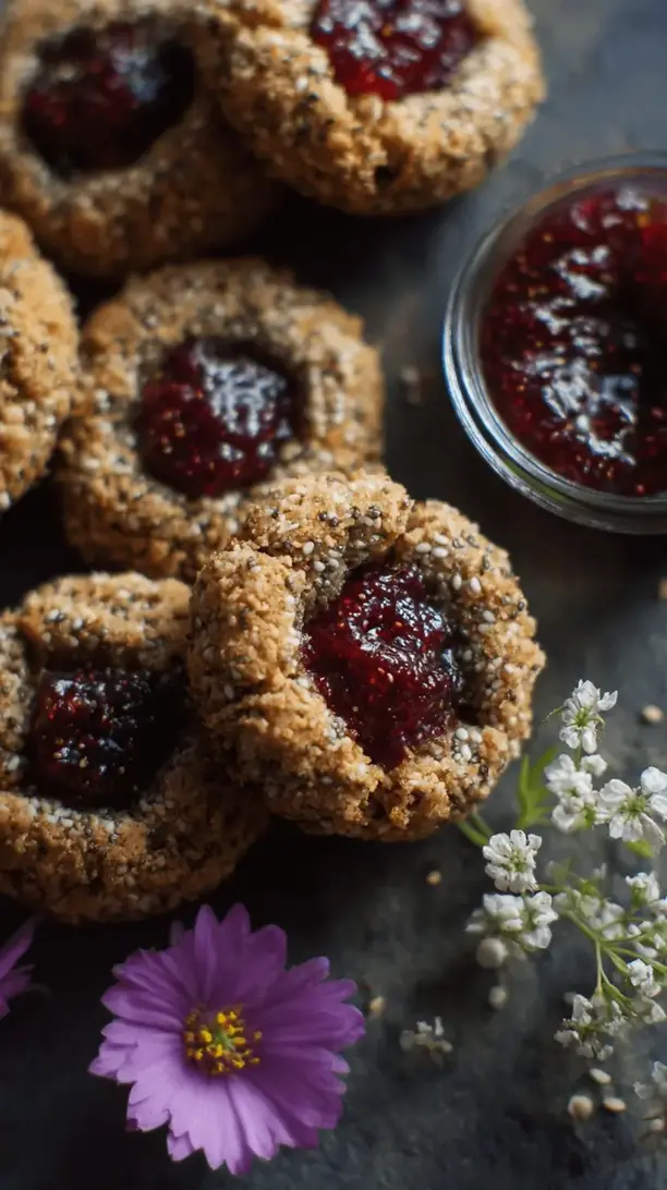 chia jam thumbprint cookies