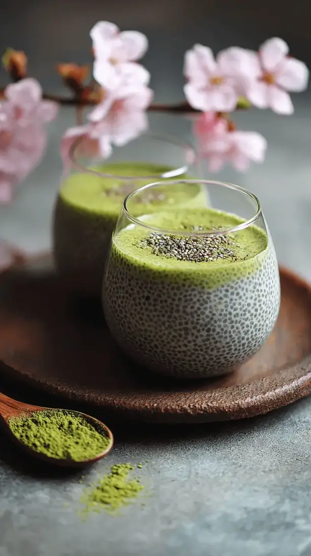 chia pudding with matcha