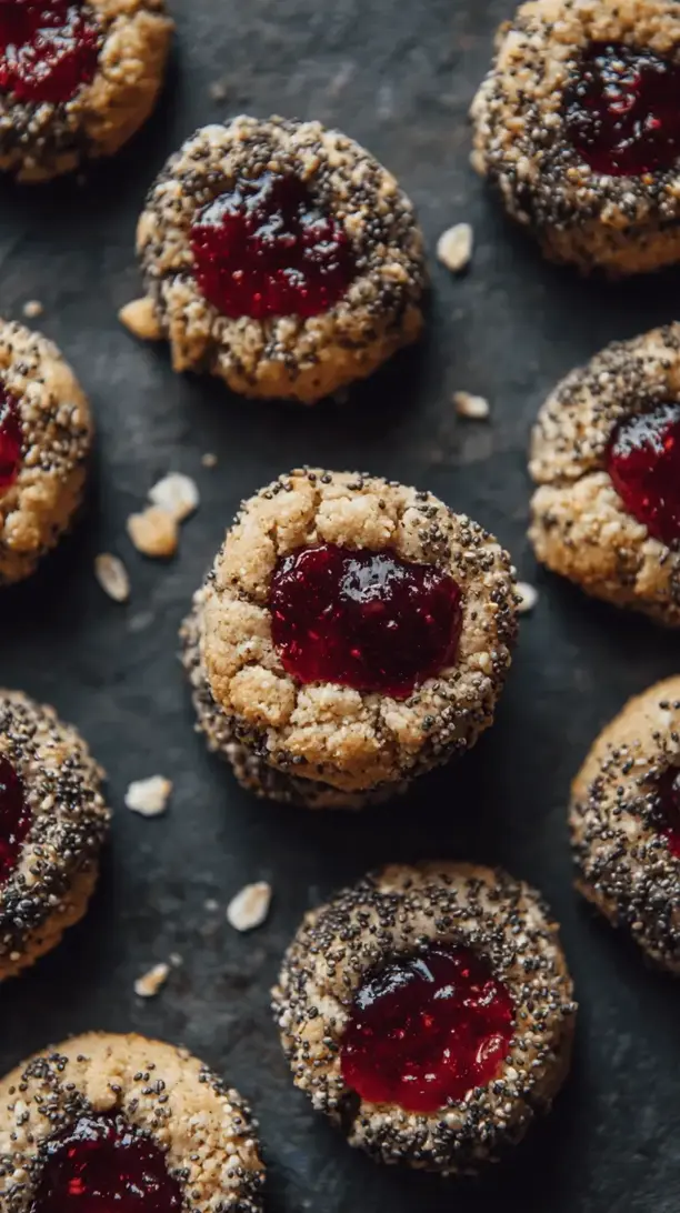 chia seed jam thumbprint cookies