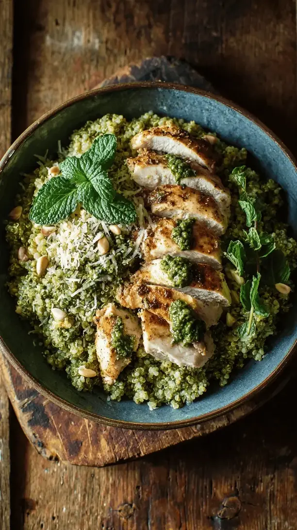 chicken pesto quinoa bowl