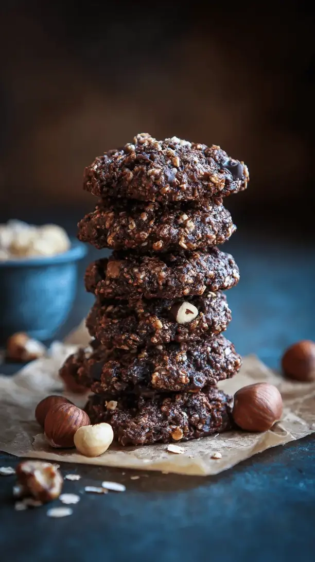 chocolate hazelnut oat cookies