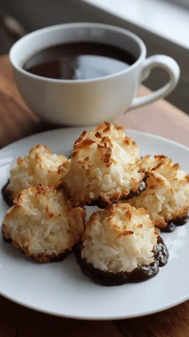 coconut macaroons with dark chocolate