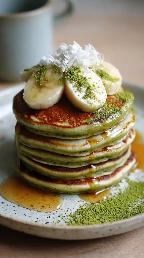 coconut matcha pancakes