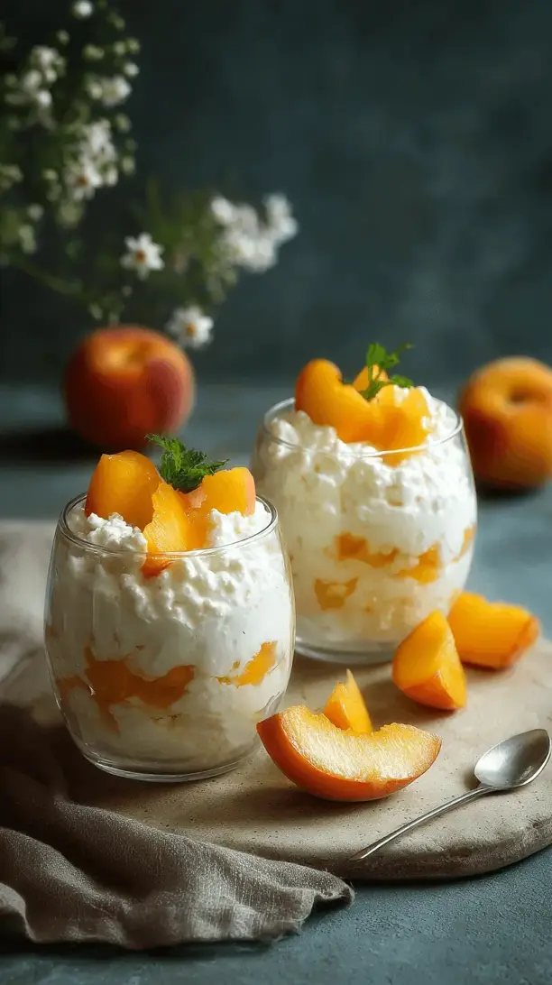 cottage cheese with sliced peaches