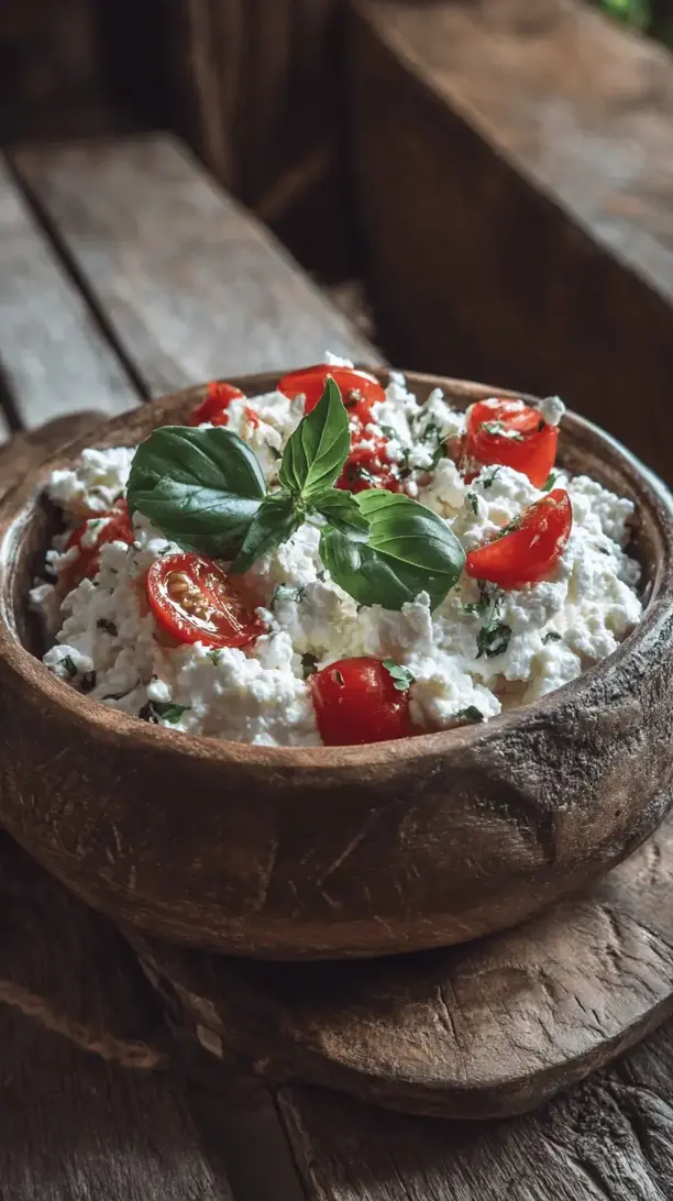 cottage cheese with tomato and basil