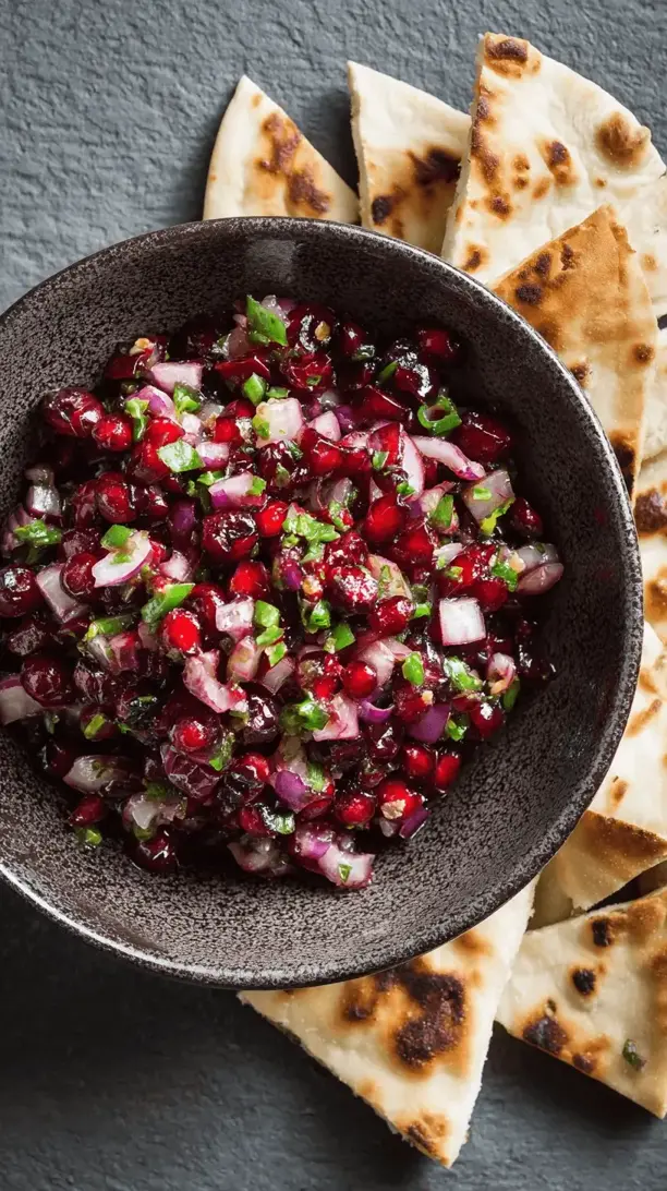 cranberry salsa with baked pita chips