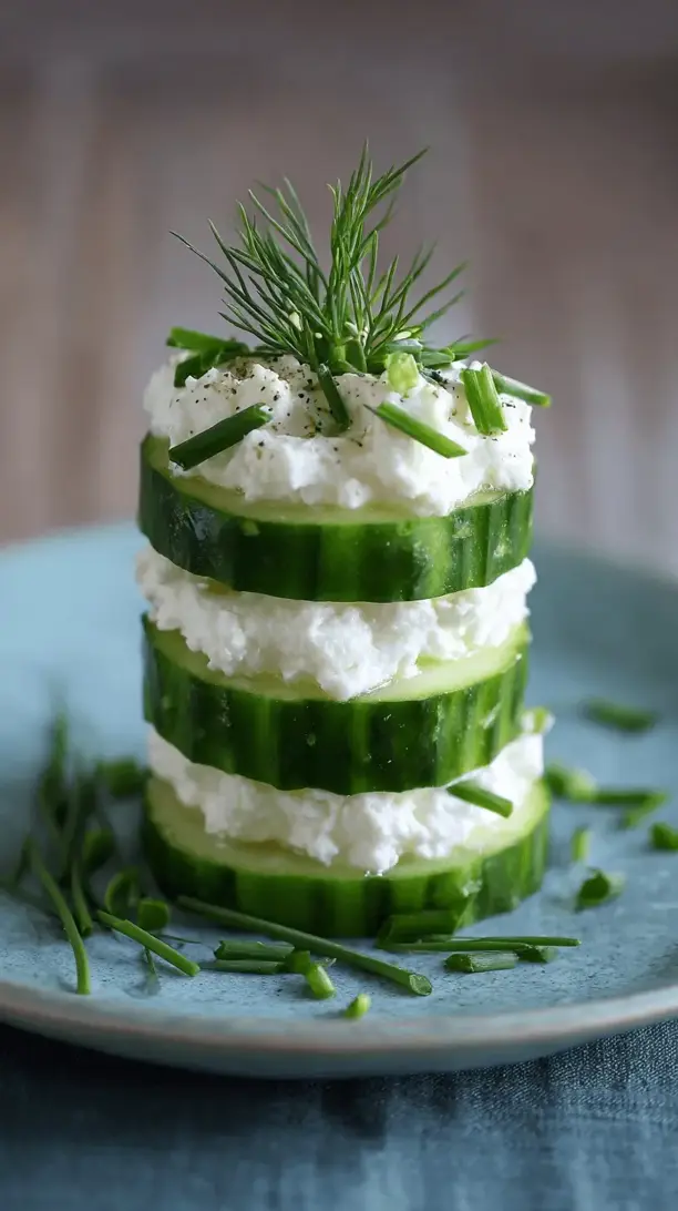cucumber and cottage cheese stacks