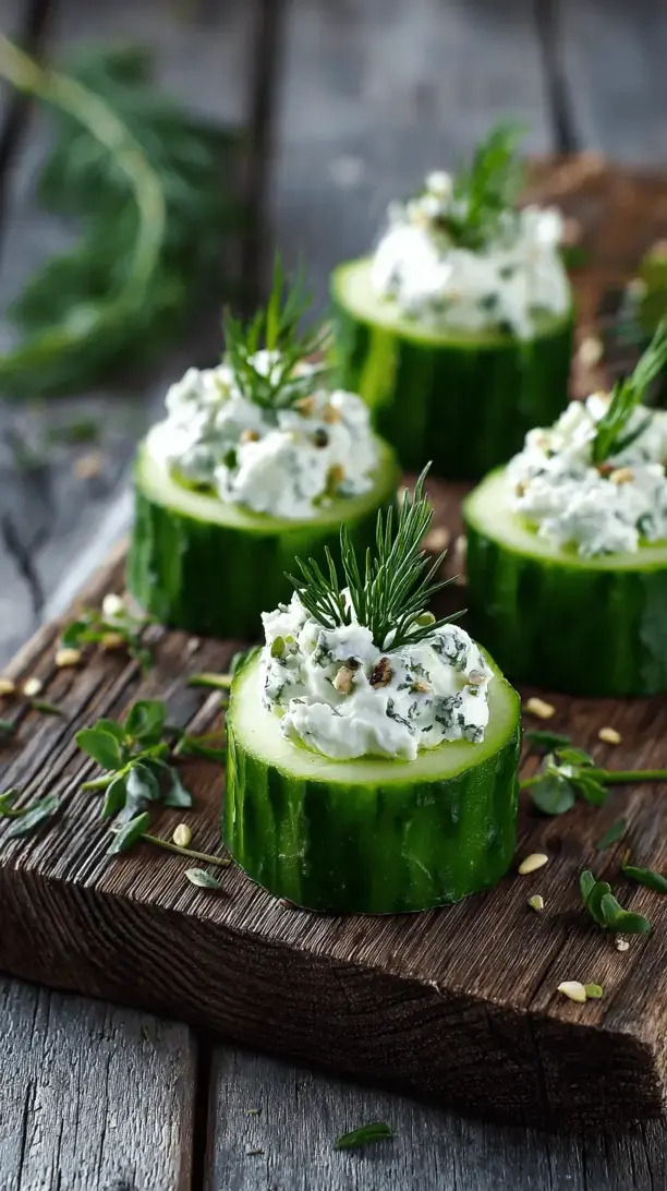 cucumber rounds with herbed cream cheese