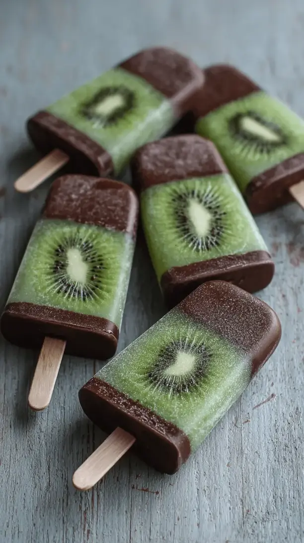 frozen kiwi chocolate pops