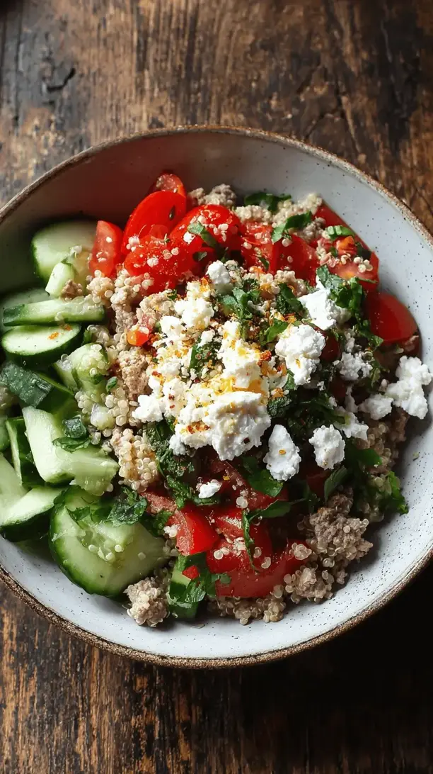 greek turkey and quinoa bowl