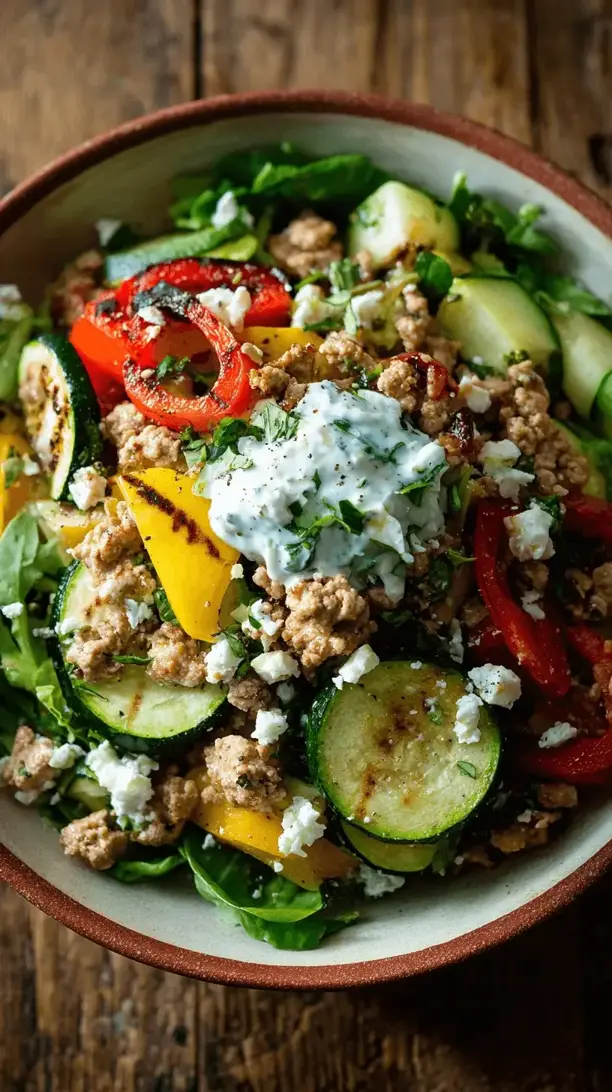 greek turkey and vegetable bowl