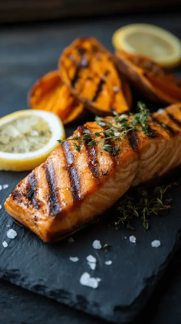 grilled salmon with sweet potato