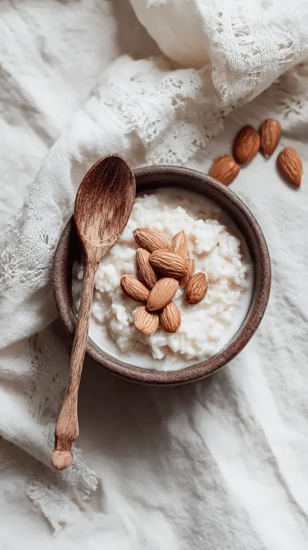 healthy rice pudding with almond milk