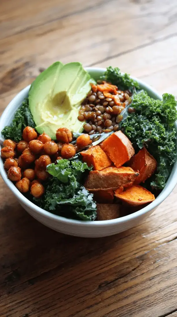 lentil and veggie buddha bowl