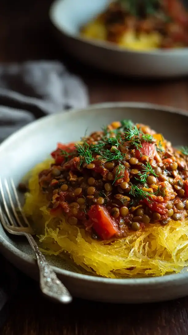 lentil bolognese with spaghetti squash
