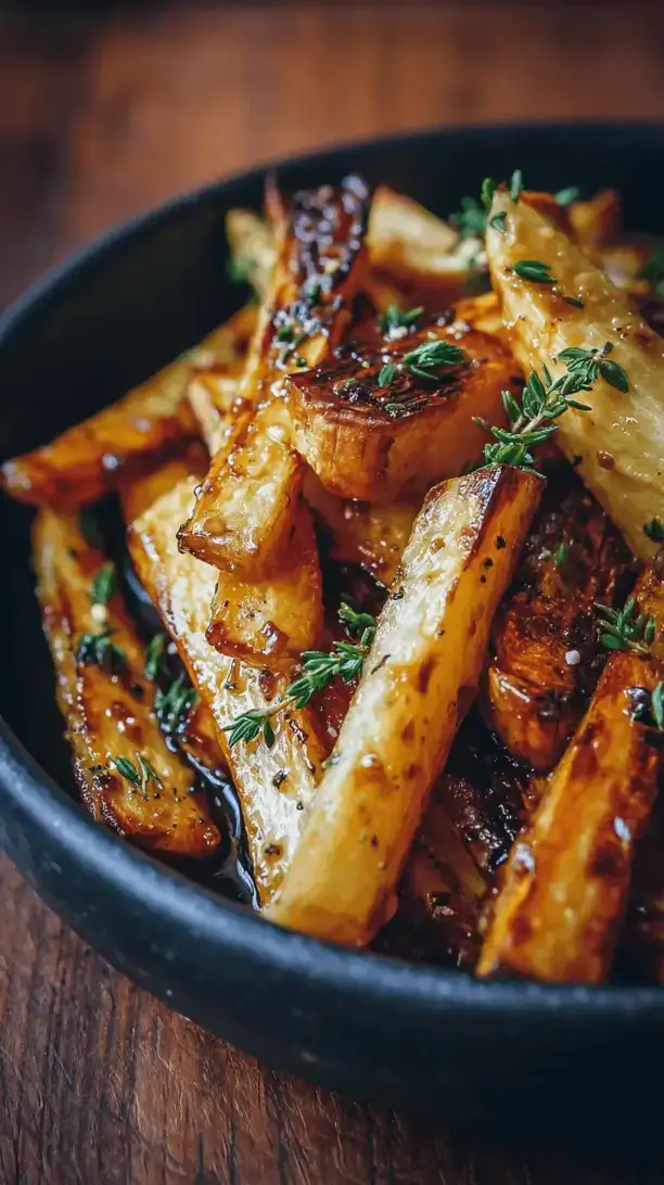 maple glazed roasted parsnips