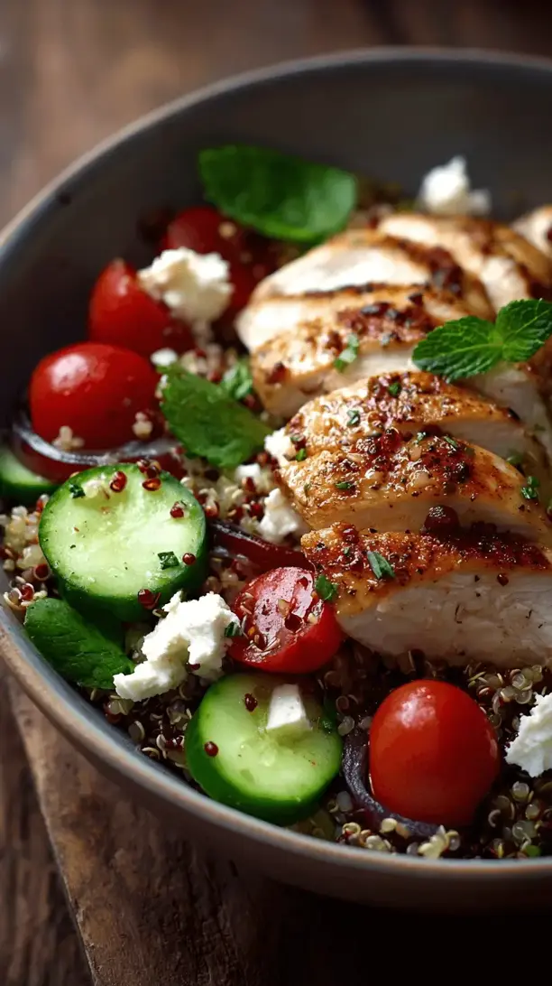 mediterranean chicken quinoa bowl