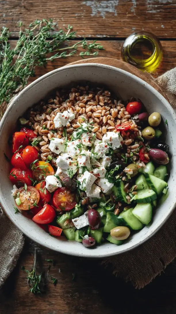 mediterranean farro salad bowl