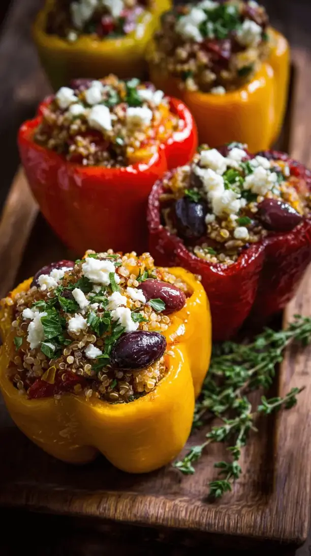 mediterranean quinoa stuffed peppers