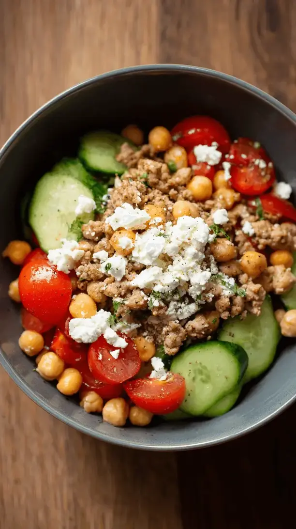 mediterranean turkey and chickpea bowl