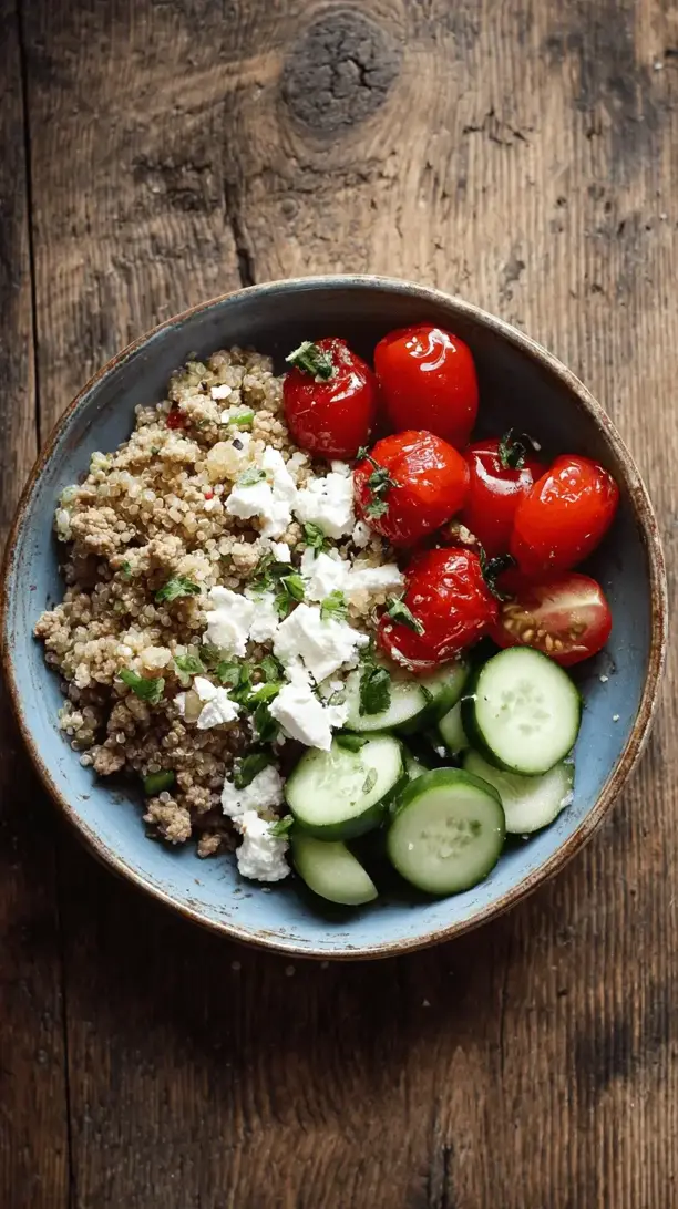 mediterranean turkey and quinoa bowl