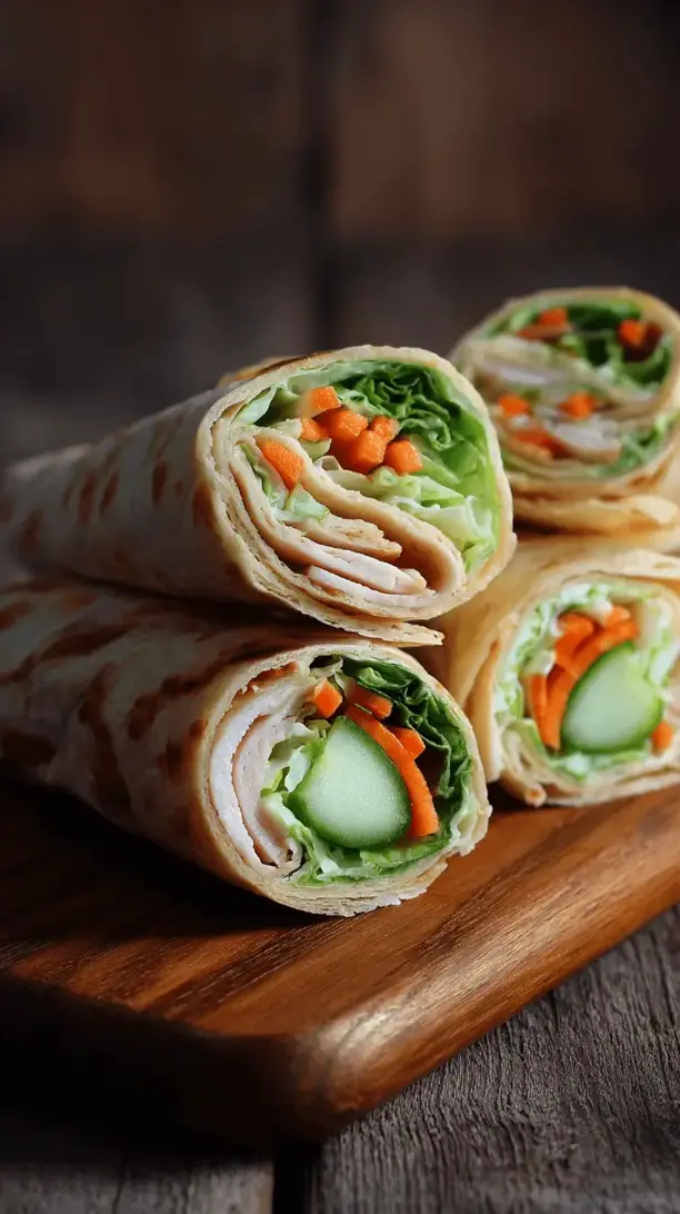 mini turkey and veggie wraps