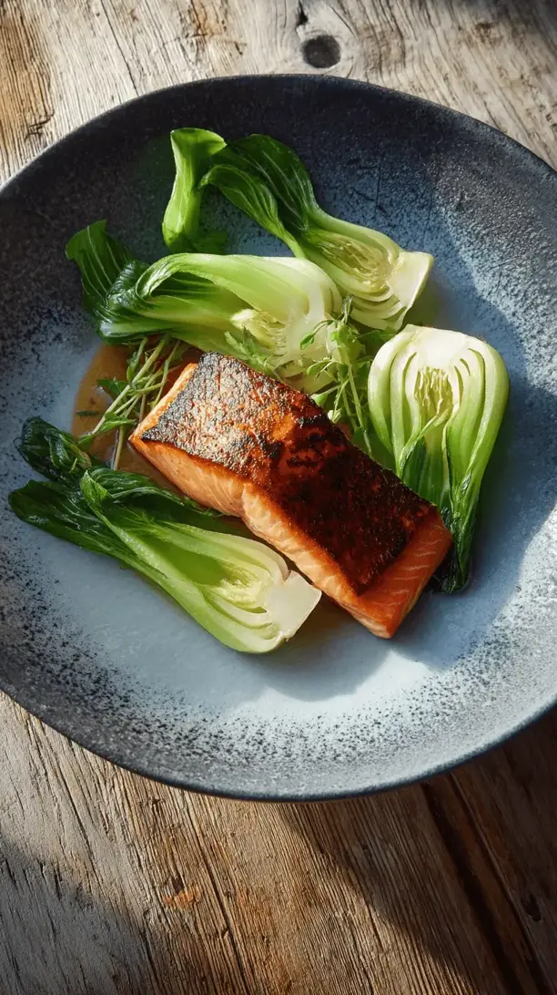 miso salmon with bok choy