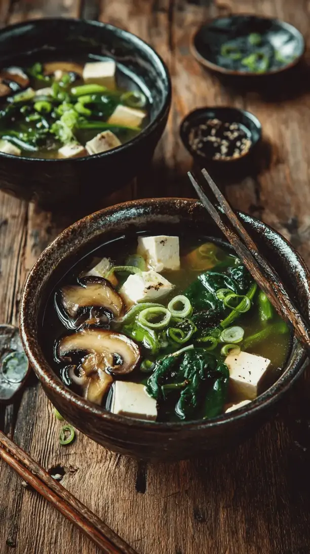 miso soup with tofu and vegetables