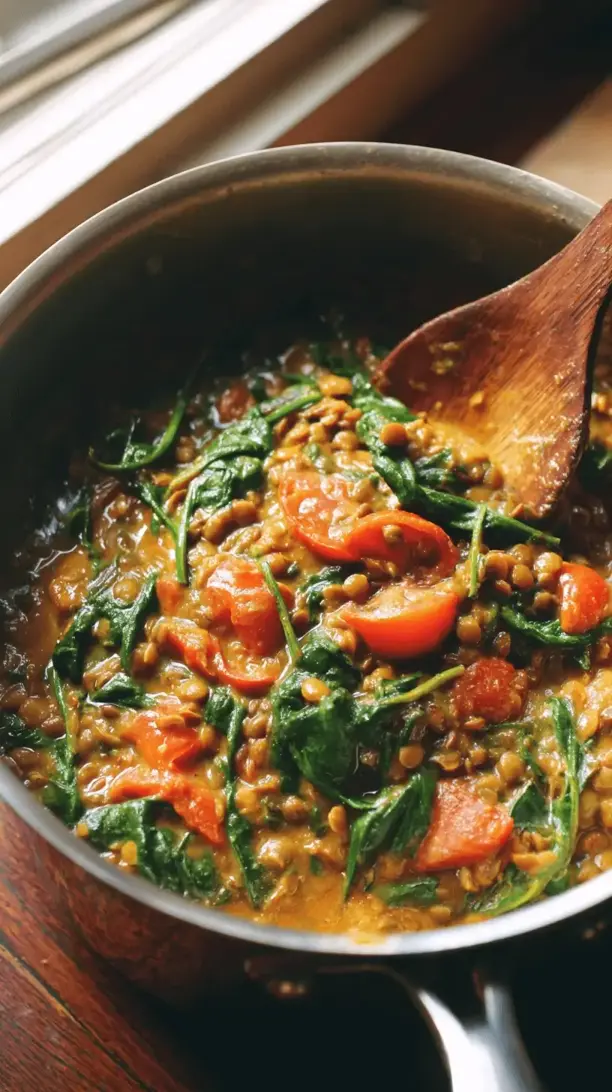 one pot lentil spinach curry