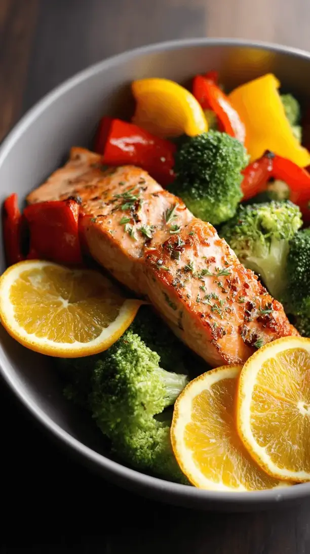 orange ginger salmon with veggies