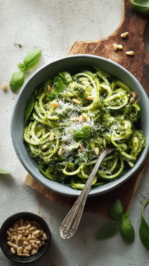 pesto zucchini noodle bowl