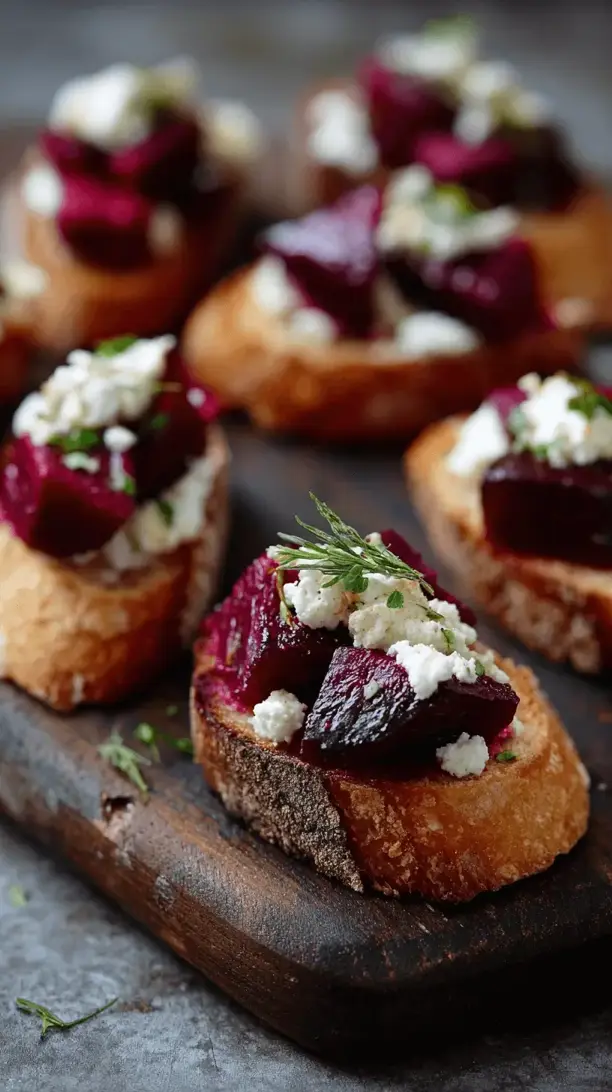 roasted beet and goat cheese crostini