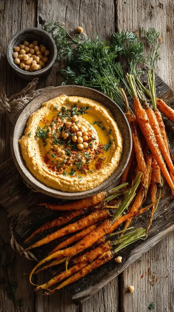 roasted carrot and hummus dip
