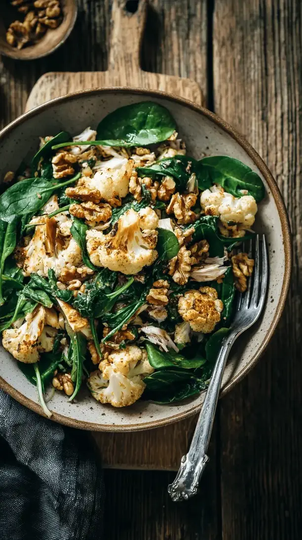 roasted cauliflower and turkey salad