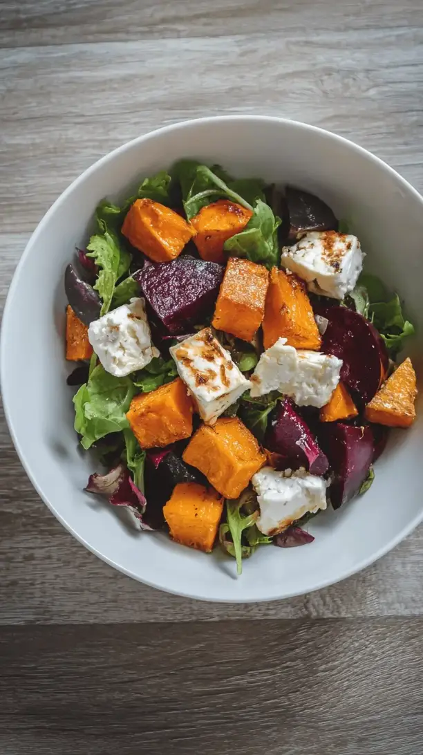 roasted vegetable and goat cheese salad