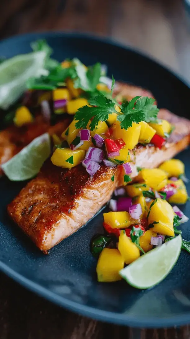 seared salmon with mango salsa