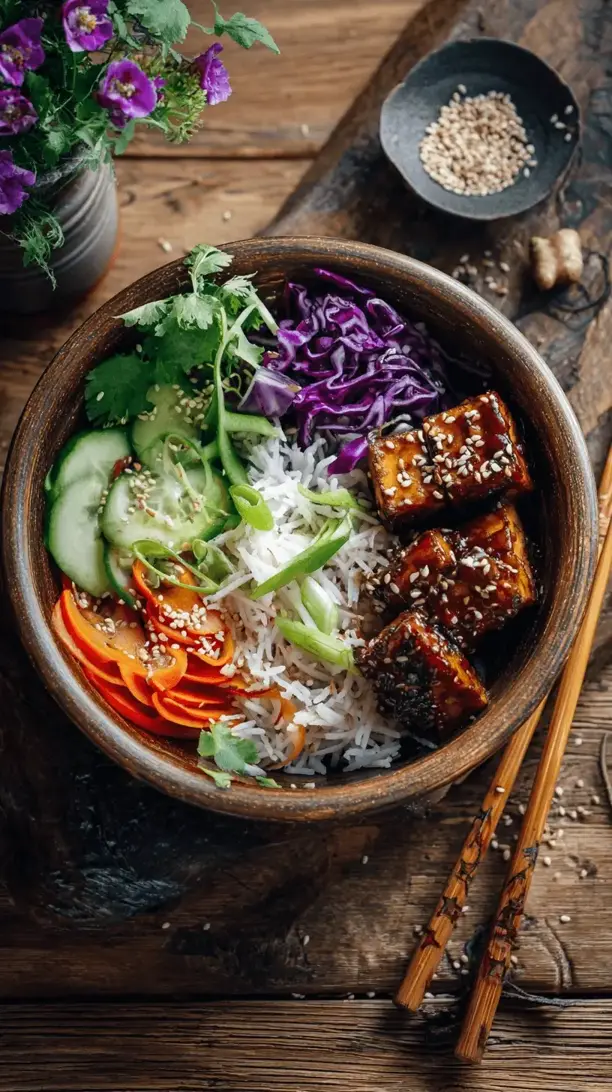 sesame ginger tofu bowl