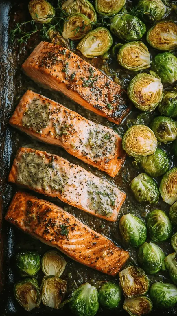 sheet pan salmon and brussels sprouts